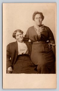 RPPC Two Ladies Sit Arms Around Each Other AZO 1918-1930 VTG Postcard 1350