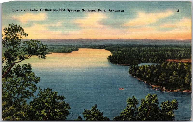 Arkansas AR, 1949 Scene on Lake Catherine, Hot Springs National Park, Postcard