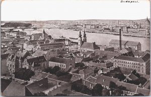 Hungary Budapest Aerial View Vintage Postcard 09.21