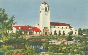 Boise Idaho Union Pacific Railroad Passenger Station 1940s Postcard Unused