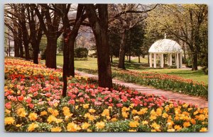 White Sulphur Springs WV~Greenbrier Spring House At Tulip-Time~1974 Postcard