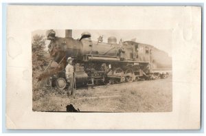 c1910's Railroad Train Engine Scene Lansing Michigan MI RPPC Photo Postcard