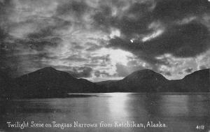 Ketchikan Alaska c1910 Postcard Twilight Scene on Tongass Narrows