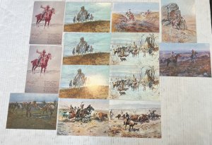 Lot 13 Charles Marion Russell Art Postcards Cowboys Western Native Americans