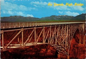 VINTAGE CONTINENTAL SIZE POSTCARD RIO GRANDE HIGH BRIDGE TAOS NEW MEXICO