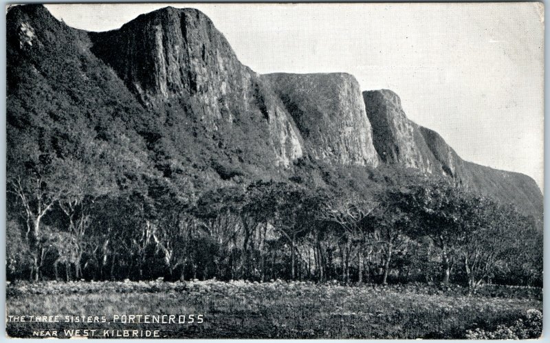 c1908 Portencross, UK Three Sisters Basalt Cliffs West Kilbride Scotland Litho