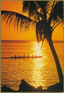 Outrigger Canoe in Sunset - Ka'anapali, Maui HI, Hawaii - pm 1997