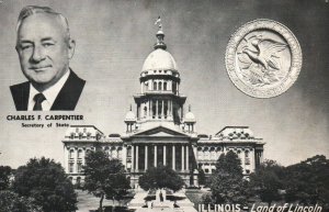 Springfield IL Capitol Building Charles F Carpenter Secretary Of State Postcard 