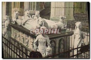 Old Postcard Nantes Cathedral Tomb of the Dukes of Brittany Lion