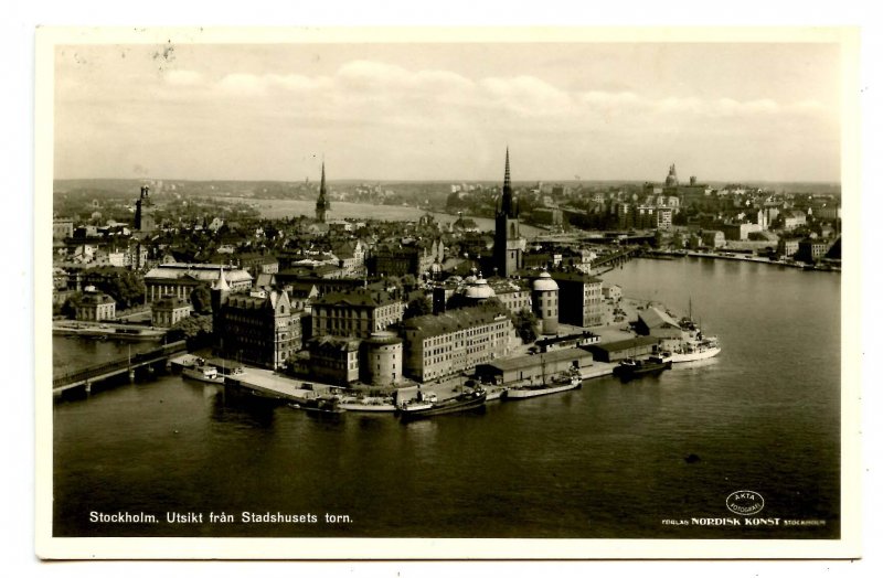 Sweden - Stockholm. View From City Hall Tower   *RPPC
