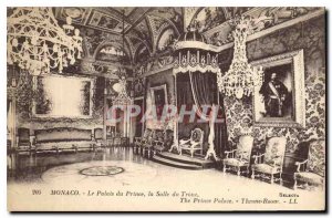 Old Postcard Monaco's Prince's Palace Hall the Throne