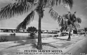 RPPC HILTON HAVEN MOTEL US 1 KEY WEST FLORIDA REAL PHOTO POSTCARD 1951