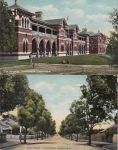 Australia Queensland Toowoomba Neil Street & hospital 1912 vintage postcard 