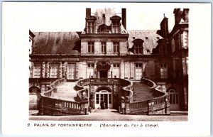 c1920s Fontainebleau, France RPPC Palace Horseshoe Staircase Ornate Facade A349