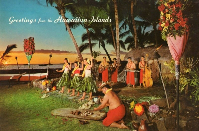 Rare 60s Jumbo Nu-Nui Giant Hawaiian Postcard Kailua-Kona HI Hawaii Kona Inn !