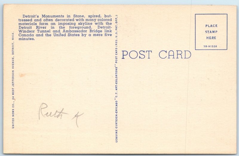 1943 Windsor, Ontario, Canada Detroit Mich. Skyline Tunnel Bridge Multi PC A247