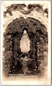 Niche Statue Immaculate Conception Grotto Carroll Iowa Real Photo RPPC Postcard