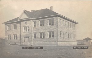 J10/ Blanca Colorado RPPC Postcard c1910 High School Building 224