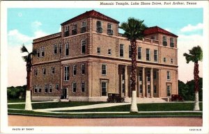 Port Arthur, TX Texas  MASONIC TEMPLE  Masons~Fraternal Order  ca1940's Postcard
