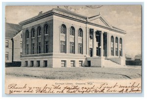 1907 Carnegie Library, Cheyenne Wisconsin WI Posted Antique Postcard 