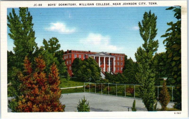 JOHNSON CITY, Tennessee  TN   Boys' Dormitory MILLIGAN COLLEGE  c1940s  Postcard