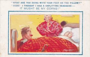 Humour Drunk Man Laying Backwards In Bed