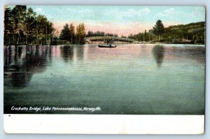 1905 Norway Maine Postcard Crocketts Bridge Lake Pennesseewassee Canoe Boat