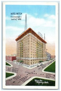 c1940s Hotel Patten Exterior Roadside Chattanooga Tennessee TN Unposted Postcard
