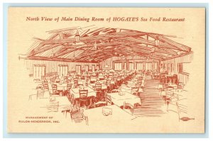 1953 North View of Main Dining Room of Hogate's Seafood Restaurant Postcard 