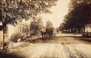 SHELBYVILLE(?), INDIANA CITY STREET WITH HORSE&WAGON RPPC REAL PHOTO POSTCARD