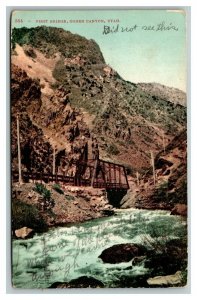 Vintage 1907 Colorized Photo Postcard First Railroad Bridge Ogden Canyon Utah