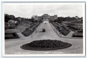 Sao Paulo Brazil Postcard Ypiranga Museum Garden c1940's Vintage RPPC Photo