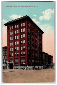 1917 Peoples' Bank Building Exterior Bloomington Stanford Illinois IL Postcard