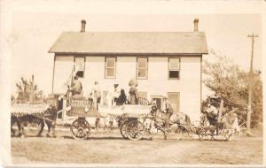 Parade Scene Horse Carts Real Photo Antique Postcard J49170