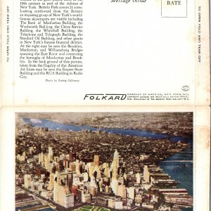 1929 Novelty New York City, NY Aerial View Fold & Tear Envelope Folk Art PC 8P