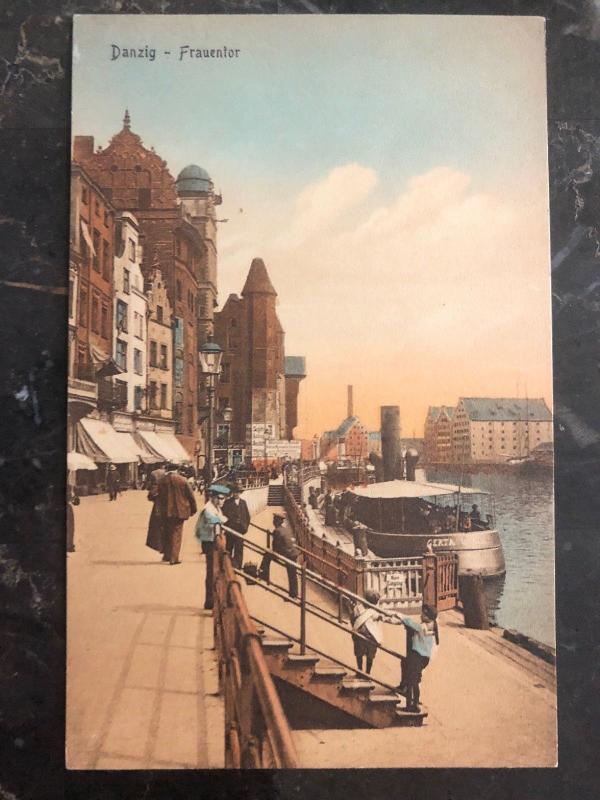 Mint Danzig Germany Picture Postcard Frautentor River View Boats 1910s MXE