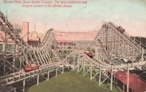 Chicago IL Forest Park Giant Safety Coaster Postcard