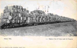 Cotton Railroad Cars Ready for Compress Hobart Oklahoma 1907 postcard