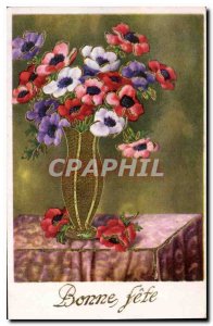 Old Postcard Bonne Fete flowers