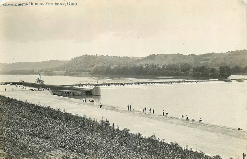 c11910 Fernbank Ohio Government Dam people RPPC Postcard 25-9161