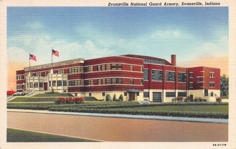 National Guard Armory, Evansville, Indiana, Early Postcard, Unused