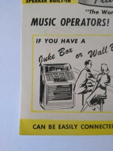 Chicago Coin Band Box Jukebox FLYER 1952 Original Animated Manikin Musicians NOS