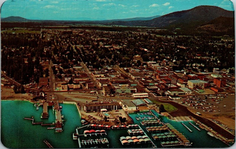 Coeur d' Alene Aerial View Postcard ~ Idaho CHROME VINTAGE 