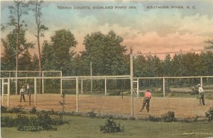 c1910 Hand-Colored Postcard; Tennis Courts Highland Pines Inn, Southern Pines NC