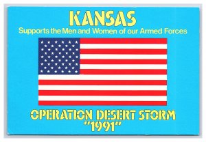 KANSAS Supports Men & Women Operation Desert Storm 1991 Continental View Card