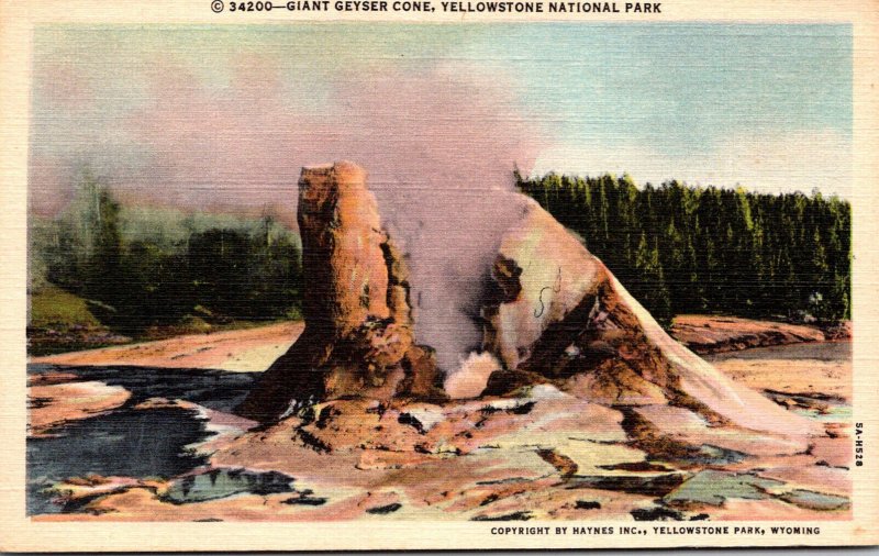 Yellowstone National Park Giant Geyser Cone Curteich