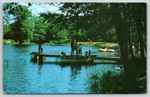 Salem Connecticut~Witch Meadow Lake Campsite~Boat & Innertube~Vintage Postcard
