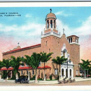 c1920s Palm Beach FL St Edward's Church Moorish Linen PC Odd Mini Carriages A288