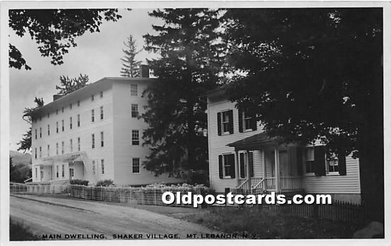 Main Dwelling, Shaker Village, Real Photo Mount Lebanon, NY, USA Writing on b...