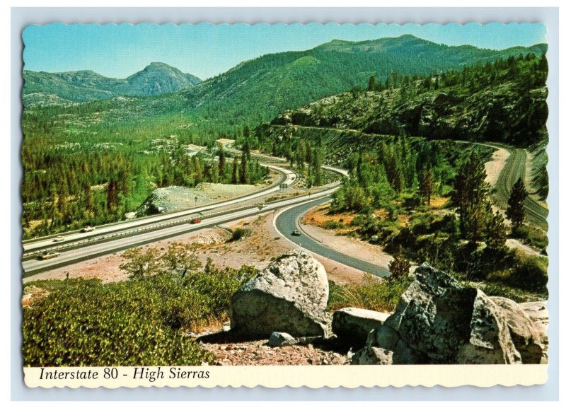 Vintage Interstate 80 - High Sierras Reno, Nevada. Postcard 7XE